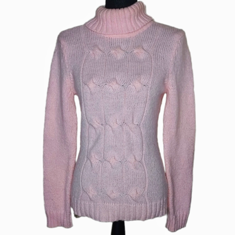 New York & Co Women's Size Small 8% Wool Blend Cable Knit Turtleneck Sweater